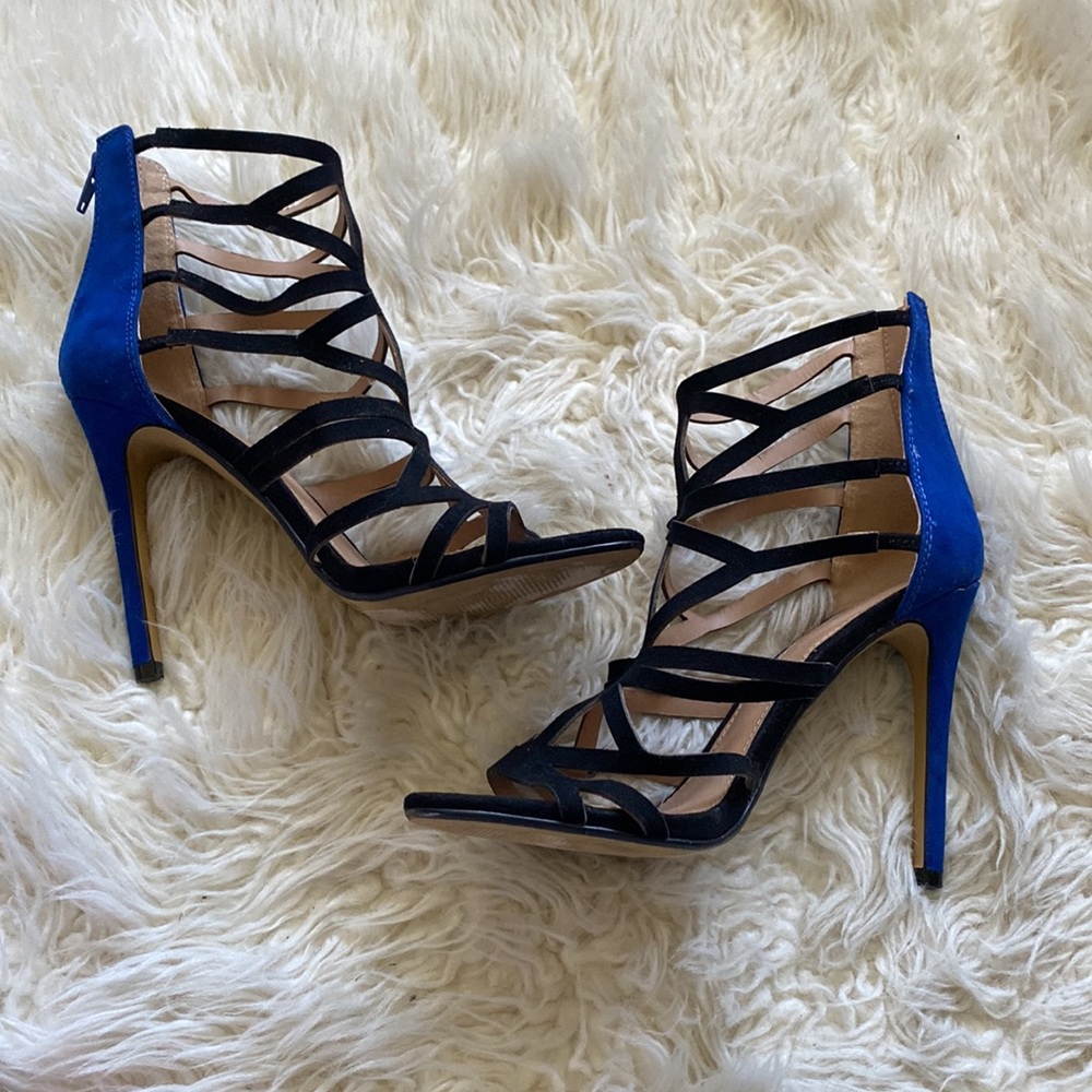 Black and blue sandals